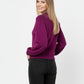 relaxed style aubergine jumper with balloon sleeves