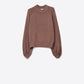 Q2 relaxed style brown jumper with balloon sleeves