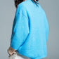 Relaxed sweater with french sleeve and crewneck in blue