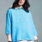 Relaxed sweater with french sleeve and crewneck in blue