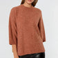 Q2 Relaxed sweater with french sleeve and crewneck in camel