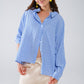 Q2 Relaxed Thin Stripe Shirt in Blue