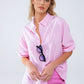 Q2 Relaxed Thin Stripe Shirt in Pink