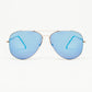 Q2 Retro Aviator Sunglasses  With Blue Smoke Lense and Golden Frame