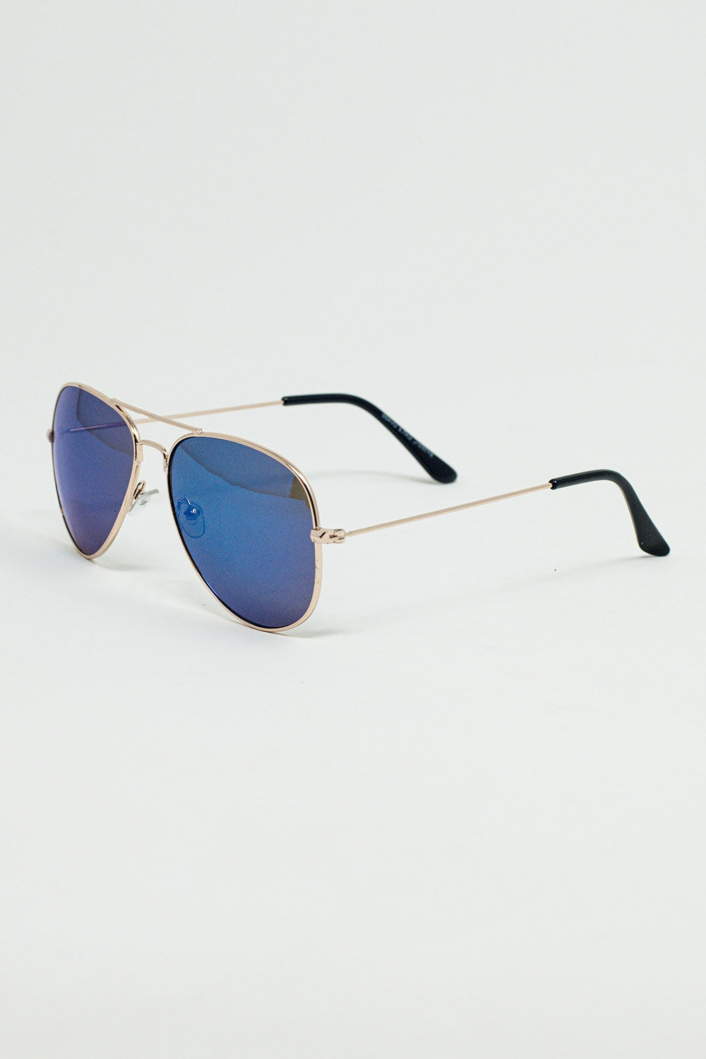 Retro Aviator Sunglasses  With Blue Smoke Lense and Golden Frame