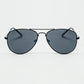 Q2 Retro Aviator SunglassesWith Smoke Lense in Black