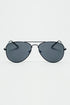 Q2 Retro Aviator SunglassesWith Smoke Lense in Black