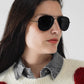 Retro Aviator SunglassesWith Smoke Lense in Black