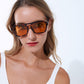 Retro Style Sunglasses with brown Tortoise Shell frames and orange lenses