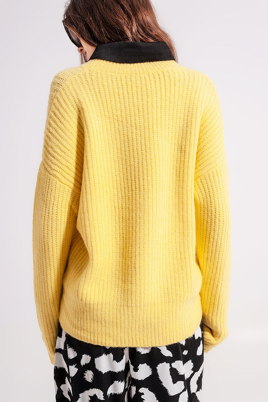 Jersey de canalé en amarillo