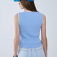 Ribbed Cap Sleve top in Blue with White Trim