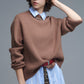 Q2 Ribbed Comfy Knit Sweater in Camel