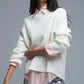 Q2 Ribbed Comfy Knit Sweater in Cream
