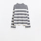 Q2 Ribbed knit jersey in grey with cream stripes