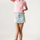 Ribbed short sleeve crop knitted top in pink