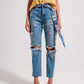 Q2 Ripped knee jeans in light blue