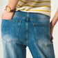 Roll hem jeans in mid blue