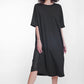 Q2 round neck poplin t-shirt dress in black