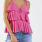 Top Volante Tirantes Finos Fucsia