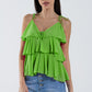 Q2 Ruffle Top WIth Thin straps in Green