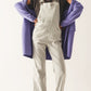 Q2 Salopette jumpsuit in grey stripes