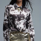 Satin Brown and Cream Cow Print Relaxed Shirt