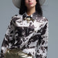 Satin Brown and Cream Cow Print Relaxed Shirt