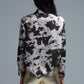 Satin Brown and Cream Cow Print Relaxed Shirt