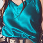 Satin crop top in turquoise