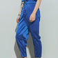 Satin Cropped Pants in Blue