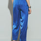 Satin Cropped Pants in Blue