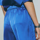 Satin Cropped Pants in Blue