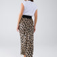 Satin-Finish Contrast Midi Dress in Leopard Print