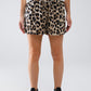 Q2 Satin Leopard Print Shorts With Pockets