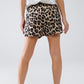 Satin Leopard Print Shorts With Pockets