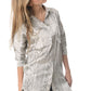 Q2 Satin longline shirt in grey abstract print