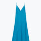 Satin Maxi Dress With Spaghetti Straps in Blue