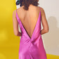 Satin Maxi Dress With Spaghetti Straps in Fuchsia