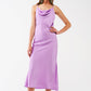 Satin Midi Dress With Cowl Neck in lilac