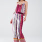 Satin Multicolored Sleeveless Top With Abstract Print