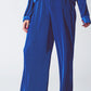 Satin Pleated Wide Leg Pants in Blue