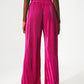 Satin pleated wide leg pants in fuchsia