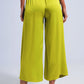 Satin wide leg pants in green