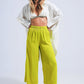 Satin wide leg pants in green