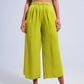 Satin wide leg pants in green