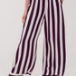 Q2 Satin wide leg stripe pants in black