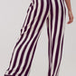 Satin wide leg stripe pants in black