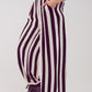 Satin wide leg stripe pants in black