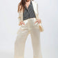 Satin wide leg suit Pants in cream