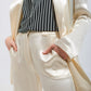 Satin wide leg suit Pants in cream